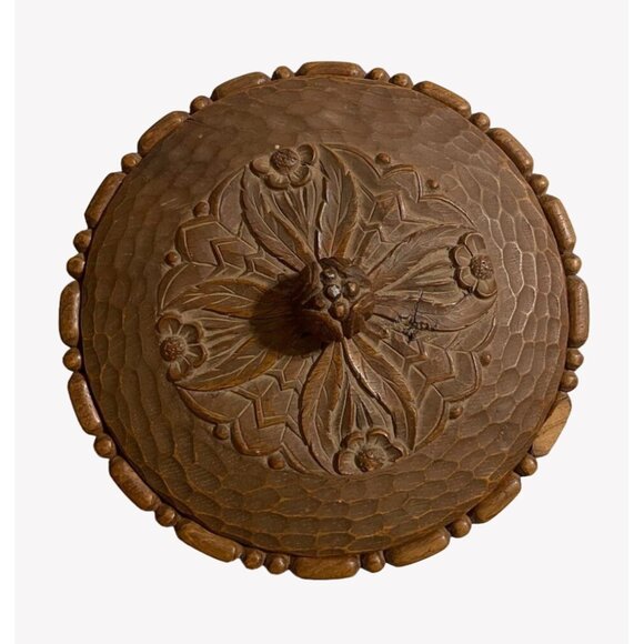 SIGNED Hans Steiner Hand Carved Wooden Trinket Box Bowl & Lid Saulgau Germany - Picture 2 of 13